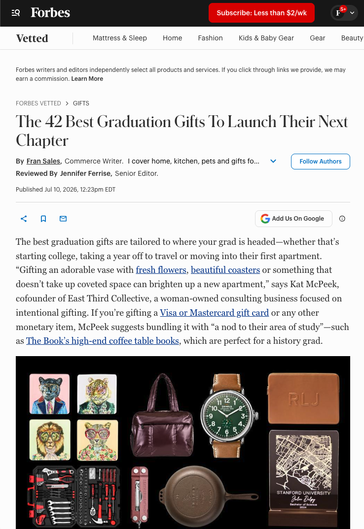 Forbes Vetted article: The 42 Best Graduation Gifts To Launch Their Next Chapter